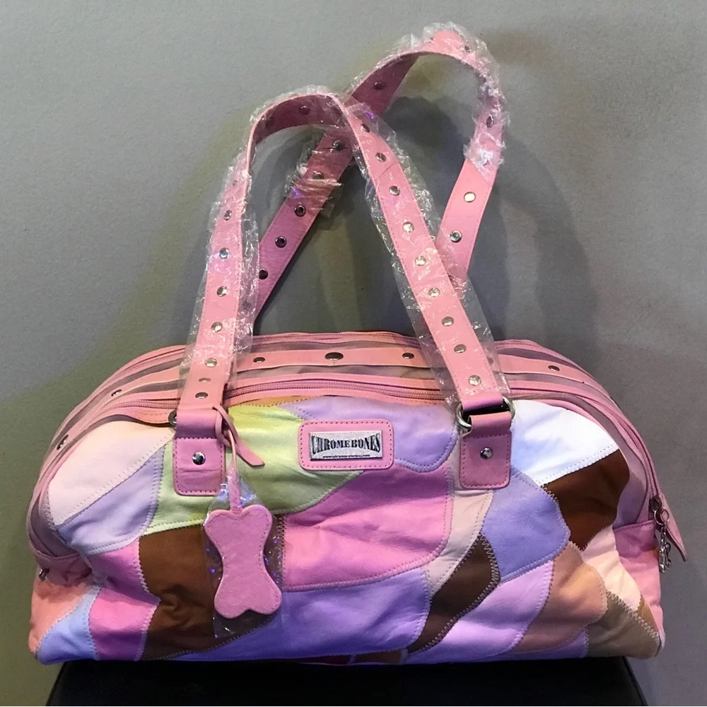 Chrome Bones Leather small pet carrier.